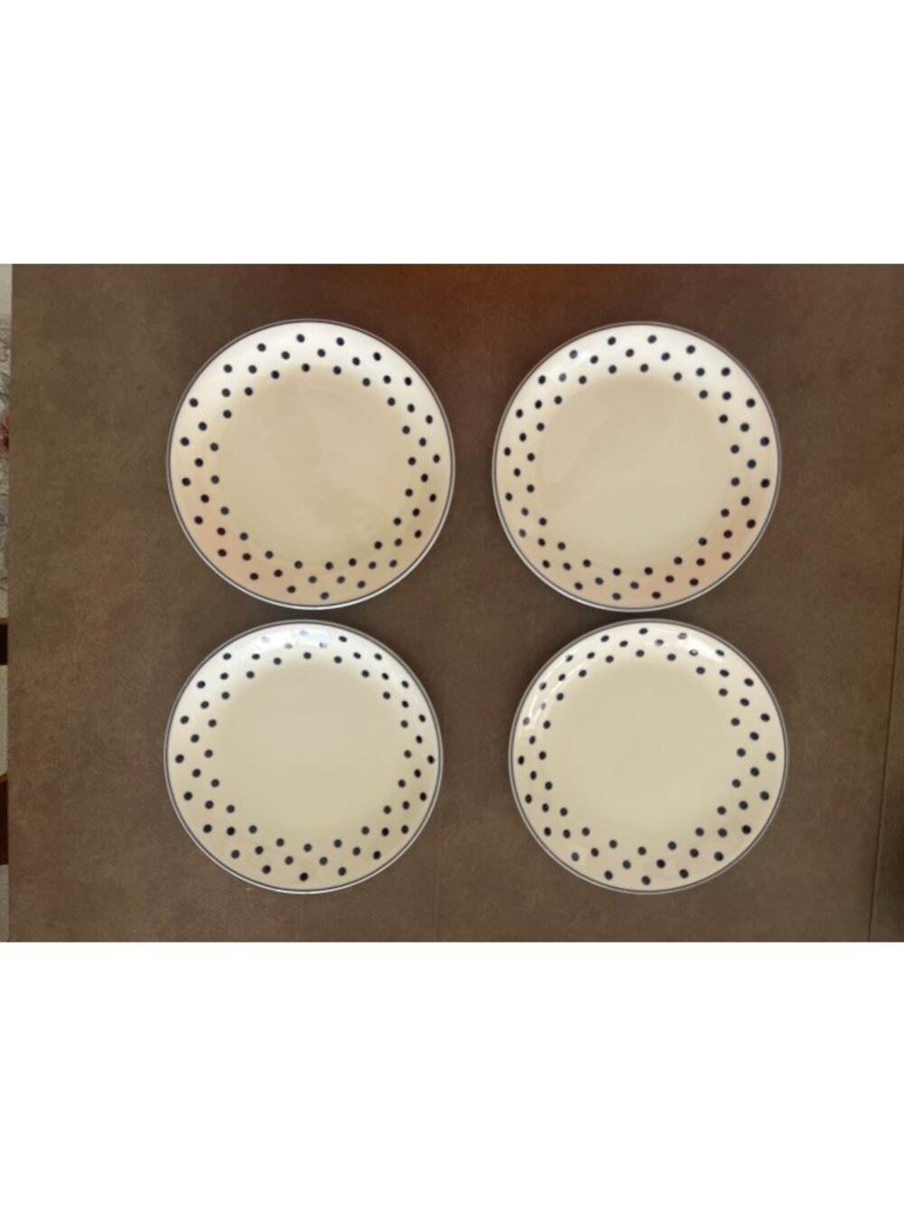 Poole Pottery Polka Dot Plates Set of 4 Side Salad Dessert England 8.25" Vintage